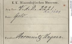 Etiketten zu Gold (NHMW-MIN-Aa2569)